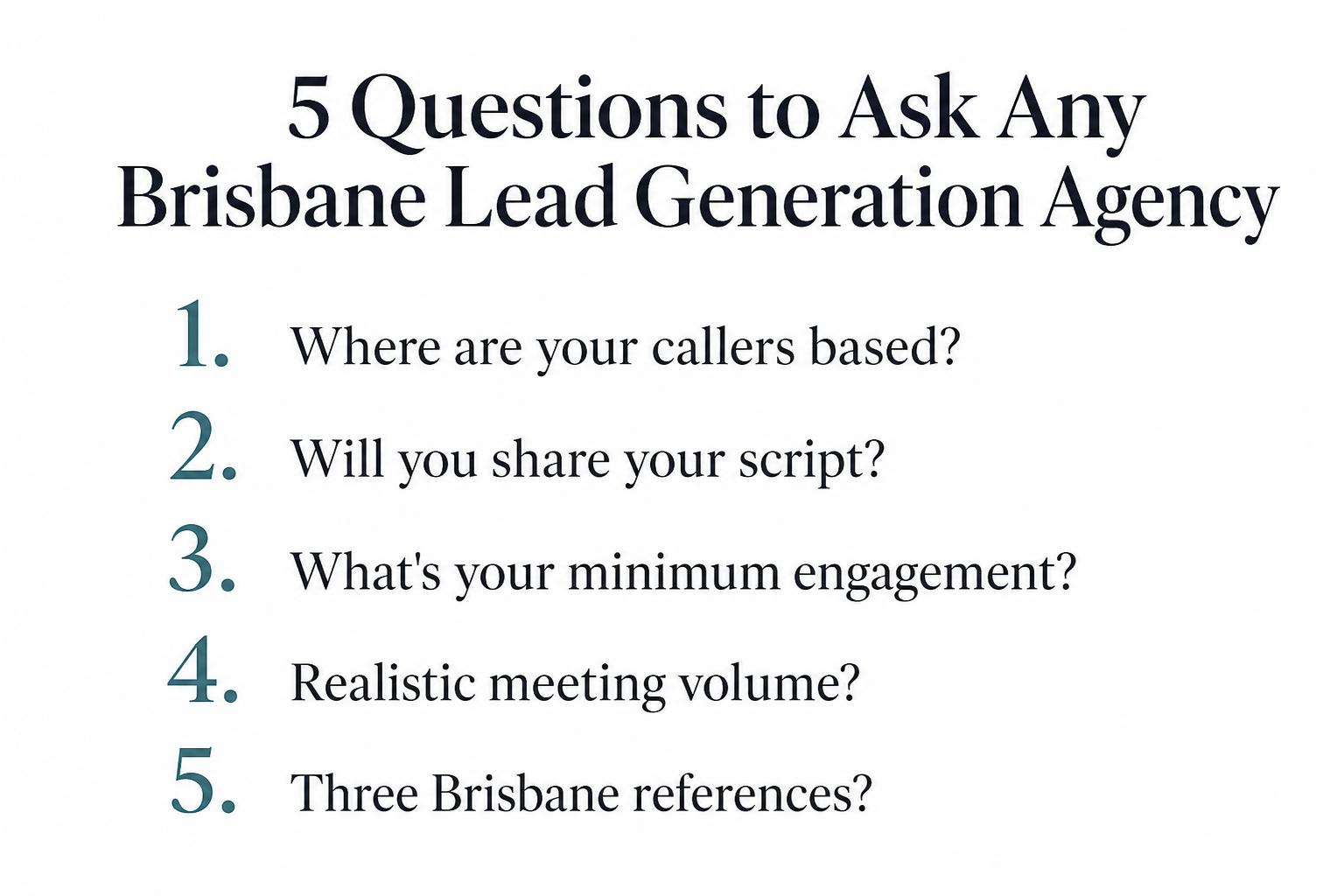 5 questions to ask a Brisbane lead generation agency