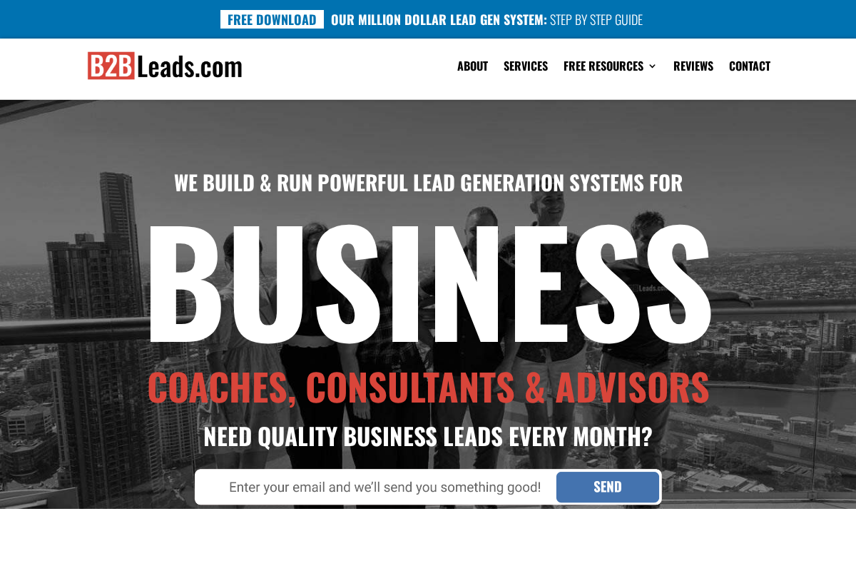 B2B Leads homepage, Brisbane B2B lead generation agency