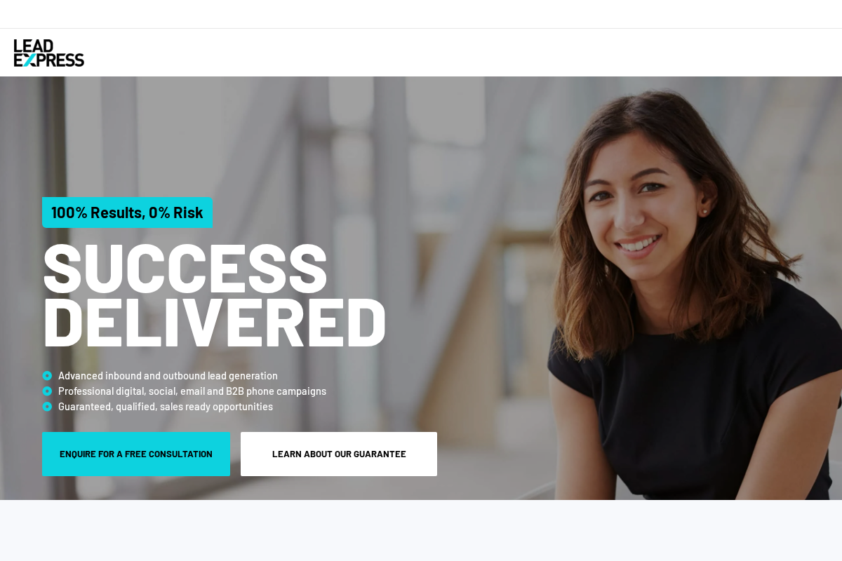 Lead Express homepage, Brisbane B2B lead generation agency