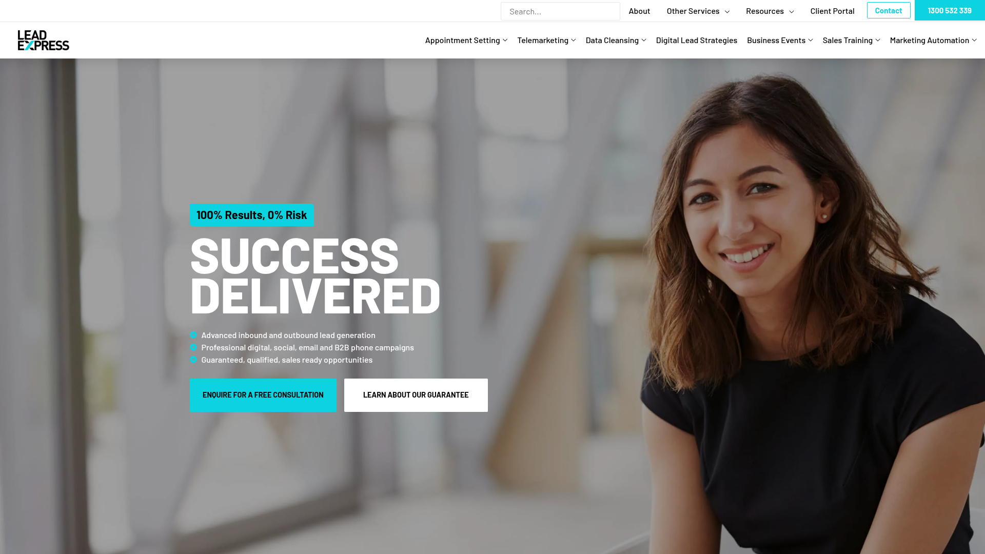 Lead Express homepage screenshot
