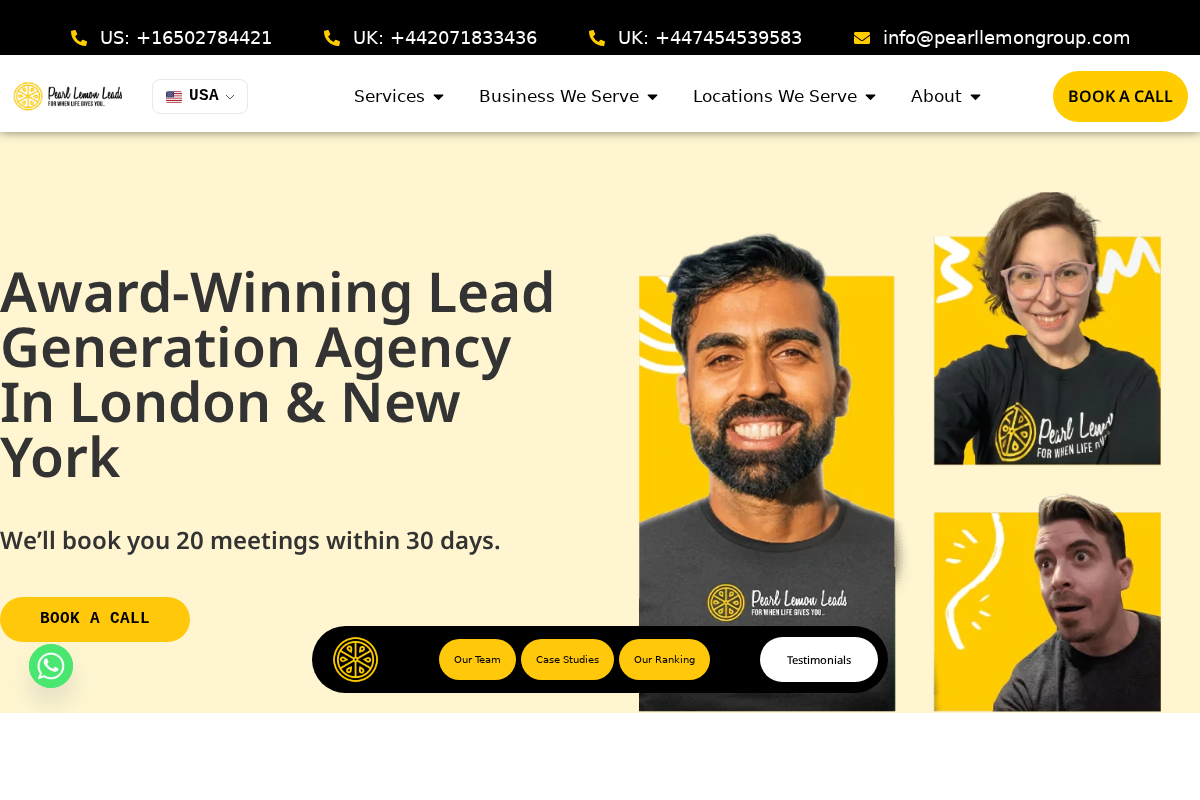 Pearl Lemon Leads homepage, Brisbane B2B lead generation agency